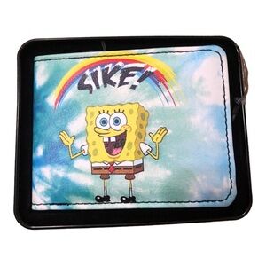 Spongebob squarepants black bifold wallet‎ with case new
